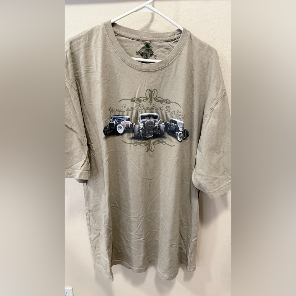 Mens NWOT Hot Rod T-Shirt Tan SZ XLT Says The Good The Bad The Ugly